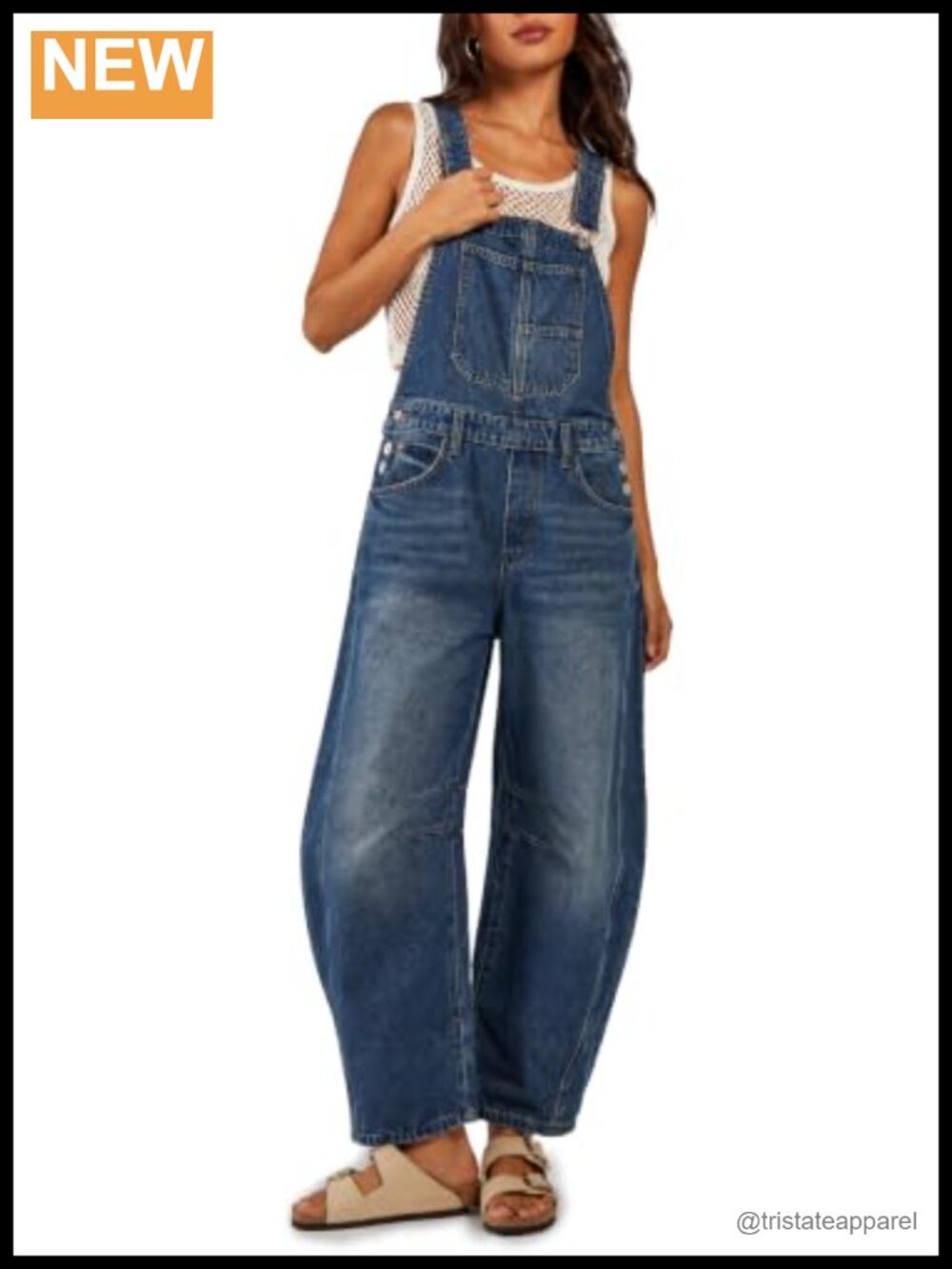 Loose Fit Barrel Leg Denim Bib Overalls with Pockets Relaxed Utility